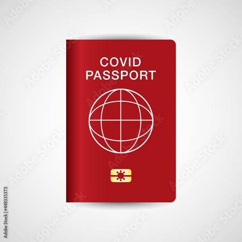COVID Passport on grey background. Vector