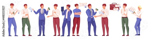People And Stock Market Flat Set