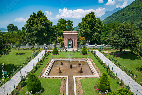 Chashme Shahi is one of the Mughal gardens built in 1632 AD, overlooking Dal Lake in Srinagar photo