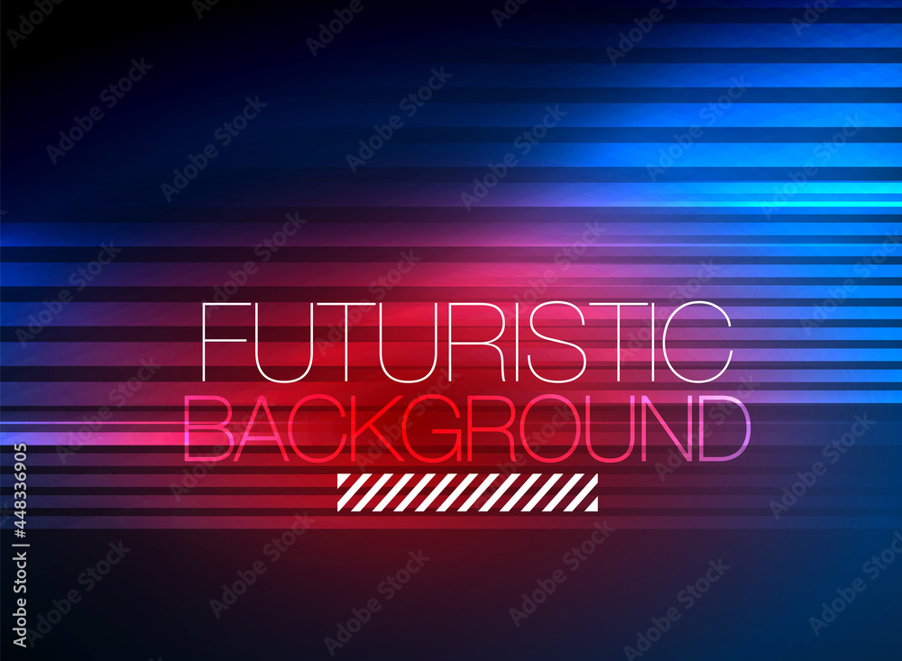 Bright neon color techno abstract background, shiny glowing neon lines in the dark background