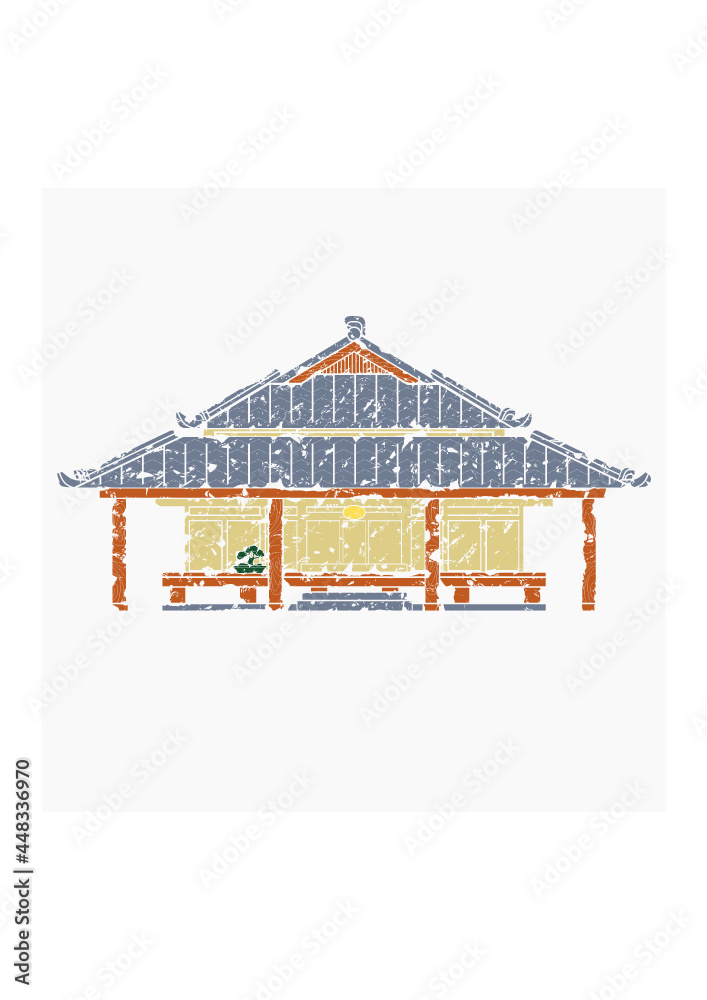 Vecteur Stock Editable Traditional Japanese House Vector Illustration ...