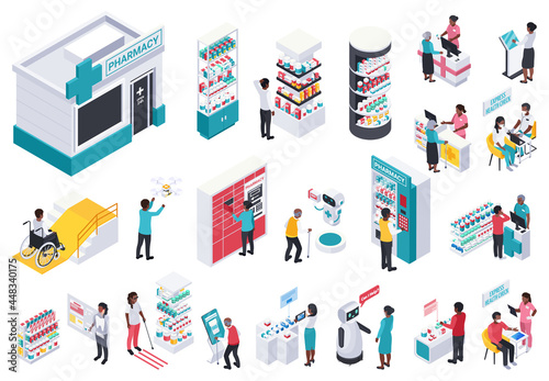 Modern Pharmacy Isometric Set