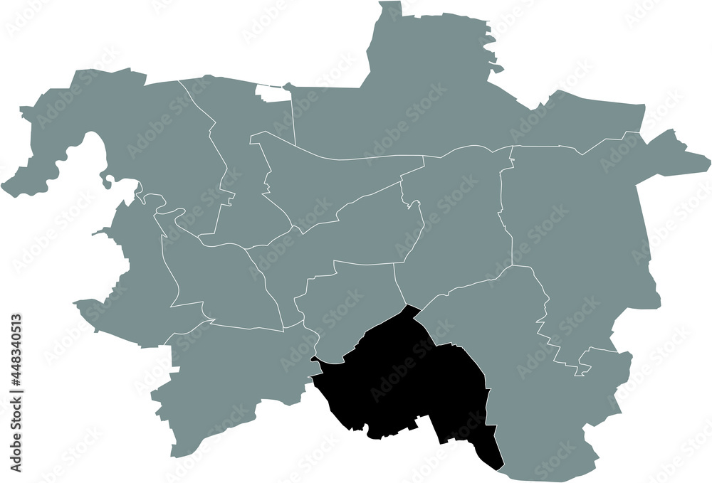 Black location map of the Hanoverian Döhren-Wülfel district inside the German regional capital city of Hanover, Germany