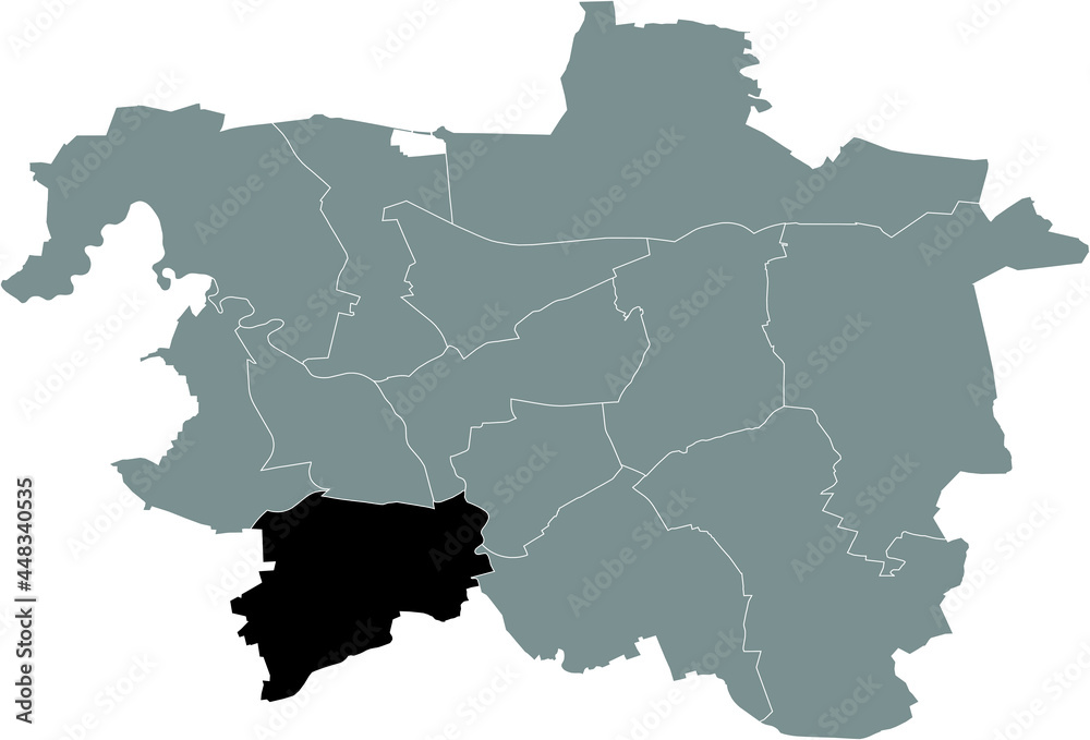 Black location map of the Hanoverian Ricklingen district inside the German regional capital city of Hanover, Germany