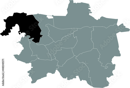 Black location map of the Hanoverian Herrenhausen-Stöcken district inside the German regional capital city of Hanover, Germany