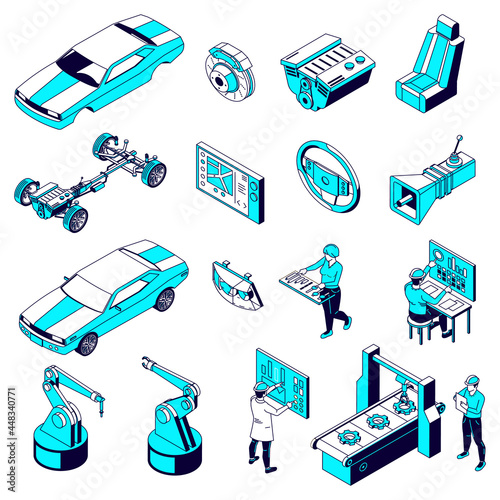Car Parts Production Icons