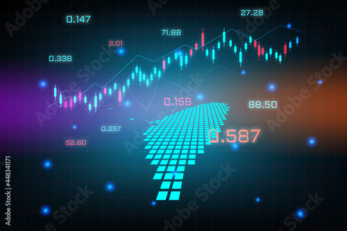 Stock market background or forex trading business graph chart for financial investment concept of Taiwan map. business idea and technology innovation design.