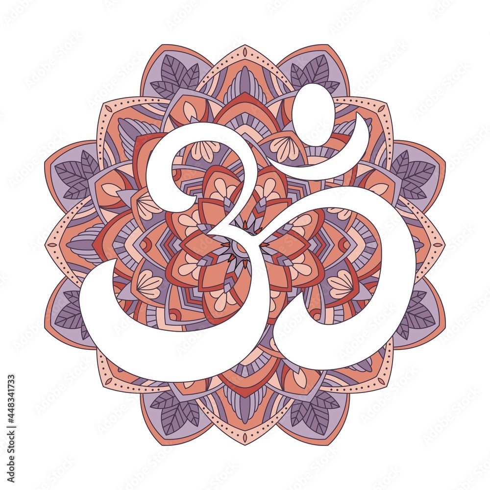 Aum Symbol On The Background Of The Mandala Vector Illustration Stock aum-symbol-on-the-background-of-the-mandala-vector-illustration-stock