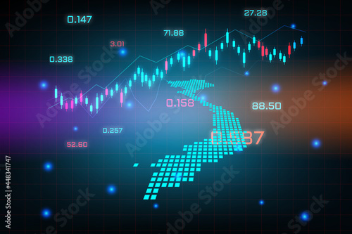Stock market background or forex trading business graph chart for financial investment concept of Vietnam map. business idea and technology innovation design.