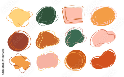 Vector set of hand drawn color grunge shapes