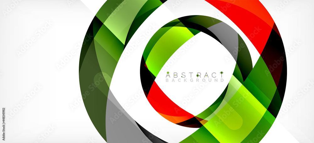 Geometric abstract background. Circle created with overlapping color shapes. Vector Illustration For Wallpaper, Banner, Background, Landing Page Geometric abstract background. Circle created with overlapping color shapes. Vector Illustration For Wallpaper, Banner, Background, Landing Page