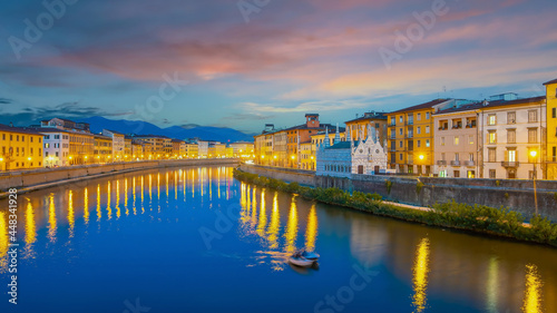 Citydscape with Pisa old town and Arno river in Italy © f11photo