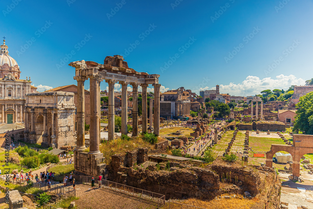 The Roman Forum or Forum Romanum in the center of Rome, Italy.