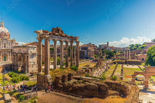 The Roman Forum or Forum Romanum in the center of Rome, Italy.