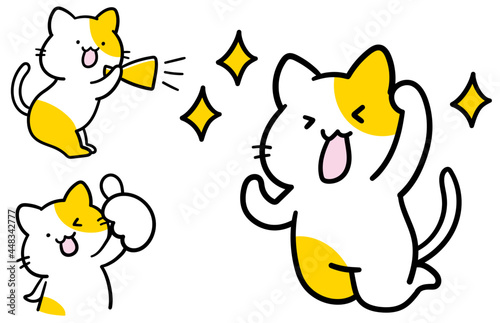 全力で応援するねこのイラストセット
