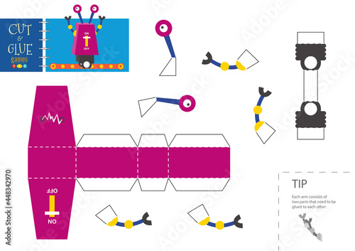 Cut and glue robot toy vector illustration