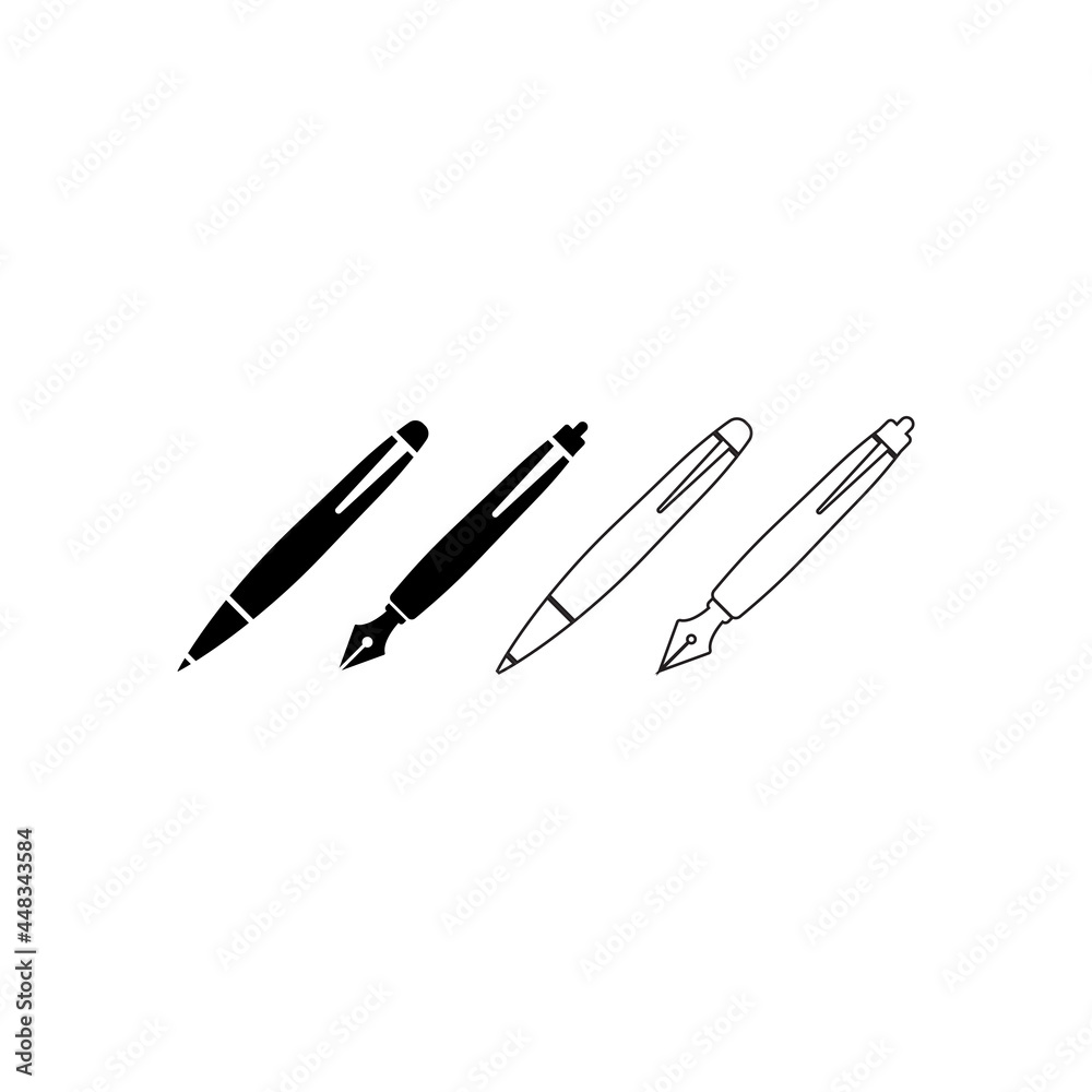 Pen icon design set bundle template isolated