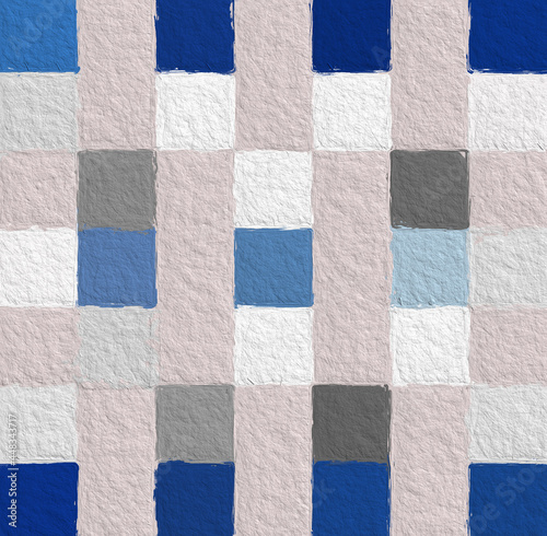 Colorful abstract mosaic with a rough texture background. Colored square pattern background. Picture for creative wallpaper or design art work. Backdrop have copy space for text.