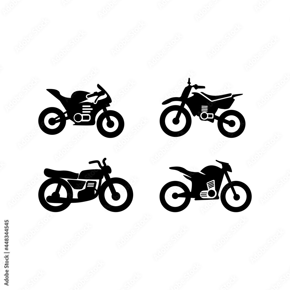Motorcycle icon design set bundle template isolated