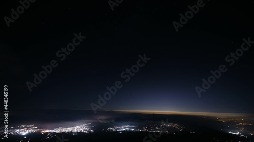 富士山麓の夜景と星空　タイムラプス