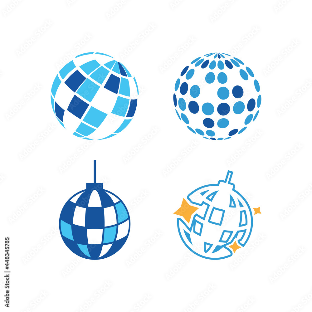 Disco ball icon design set bundle template isolated Disco ball icon design set bundle template isolated