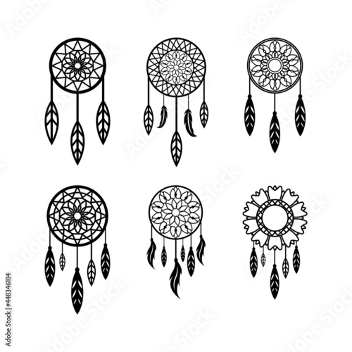 Dream catcher icon design set bundle template isolated