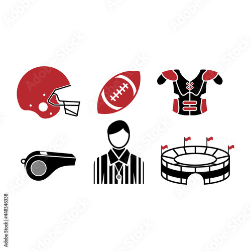 American football icon design set bundle template isolated