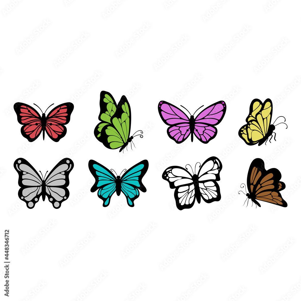 Butterfly icon design set bundle template isolated Butterfly icon design set bundle template isolated
