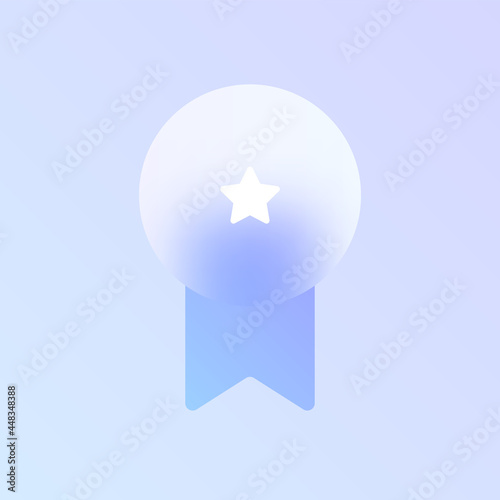 award glass morphism trendy style icon. medal award transparent glass vector icon with blur and purple gradient. for web and ui design, mobile apps and promo business polygraphy