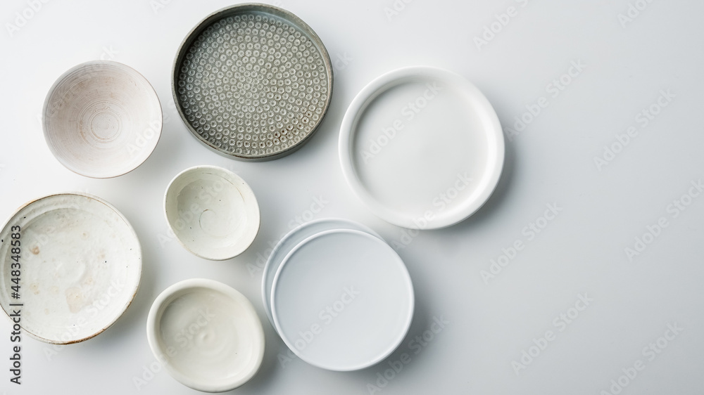 Top view of plates isolated on white background.
Top view of plates isolated on white background.