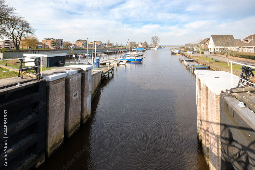 Fototapeta premium Genemuiden lock, Overijssel Province, The Netherlands