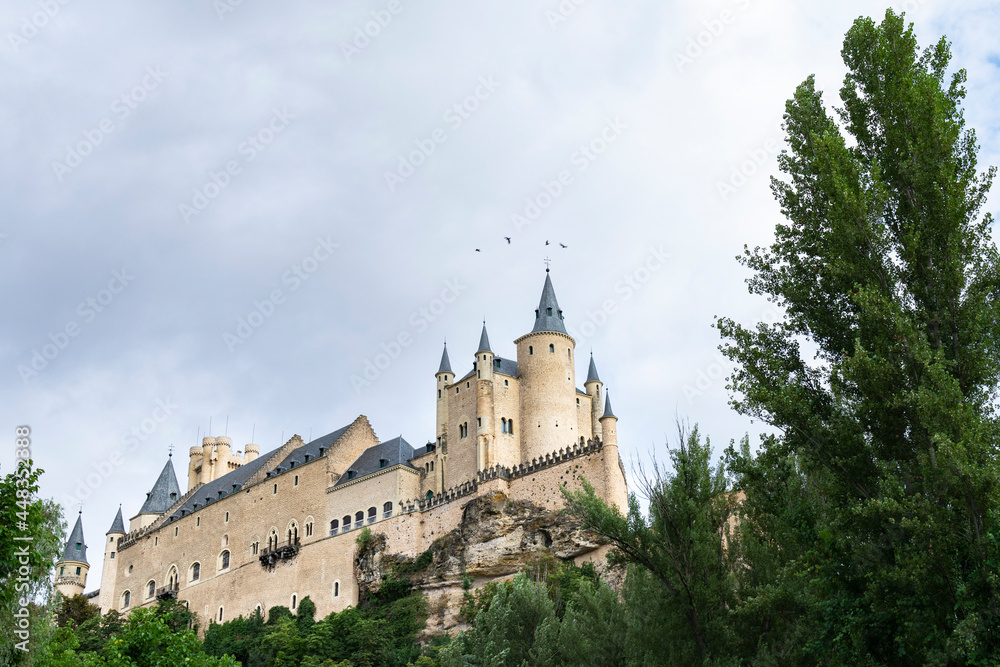 The Alcazar of Segovia, a fairy castle in Castilla León, Spain. Unesco world heritage. Castilian Gothic style castle. Landscape photography