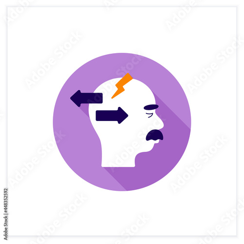 Behavior changes flat icon. Changes in personality. Compulsive, obsessive, socially inappropriate behavior.Alzheimer disease. Neurologic disorder concept. Vector illustration