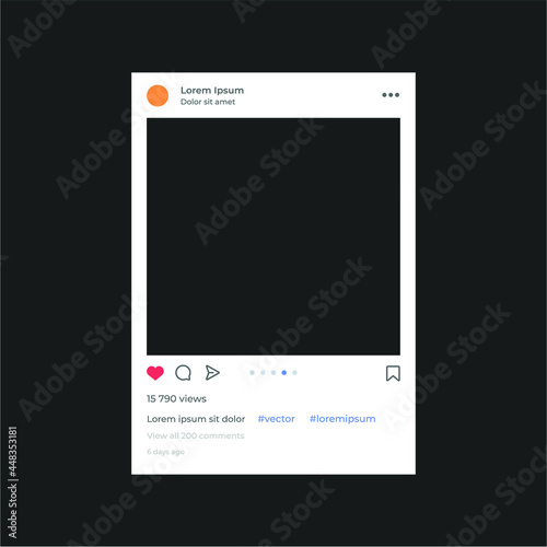 Social network photo frame template mobile interface. Social media post. Frame for your photo. Mockup. Vector illustration - Vector 