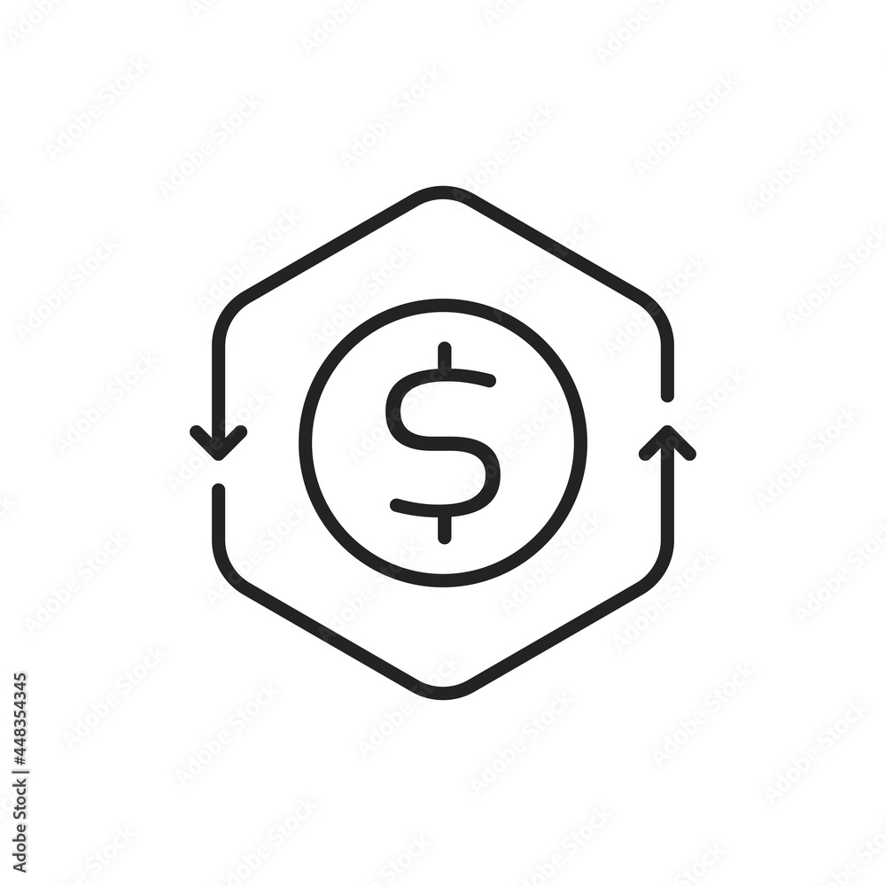 thin line cash flow or transaction icon thin line cash flow or transaction icon