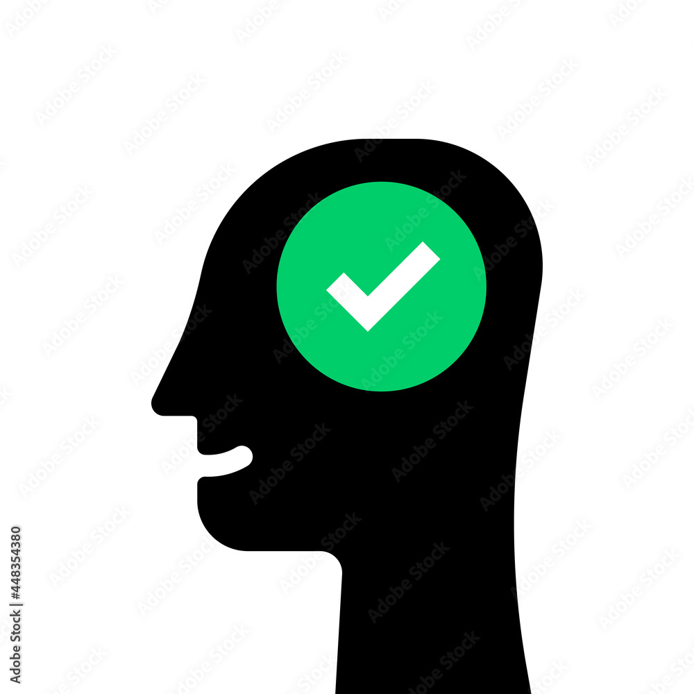 checkmark inside black head like happy man checkmark inside black head like happy man