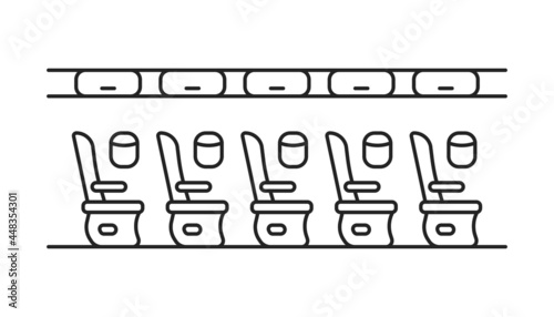 black thin line airplane interior with seats