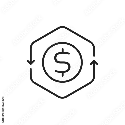 thin line cash flow or transaction icon