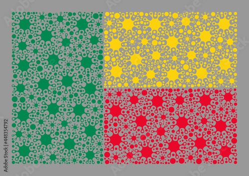 Mosaic Benin flag designed with Covid-2019 items. Vector covid-2019 mosaic Benin flag combined for medicare projects. Designed for political or patriotic projects.