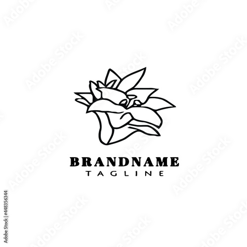 azalea flower logo icon cartoon template vector hand drawing