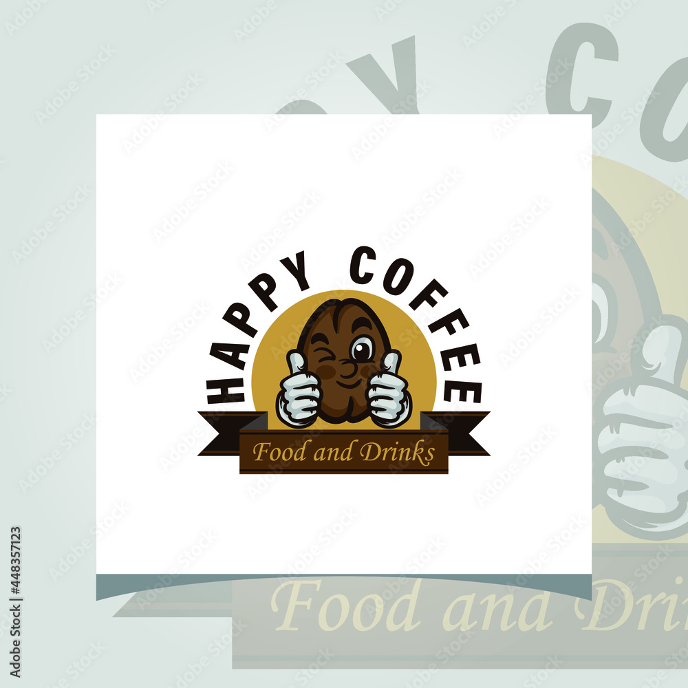 Creative Vector Coffee Shop Logo with coffee beans, logo Design Inspirations 