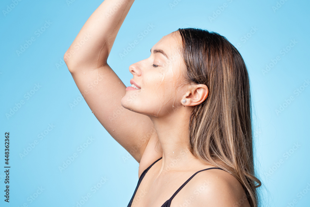 Clean skin, drops and trickles of water on the face. Clean skin, drops and trickles of water on the face.