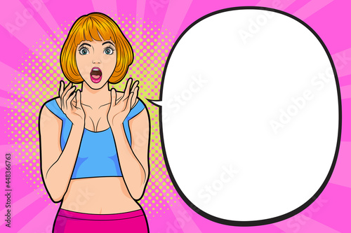 surprised woman face wow with speech bubble