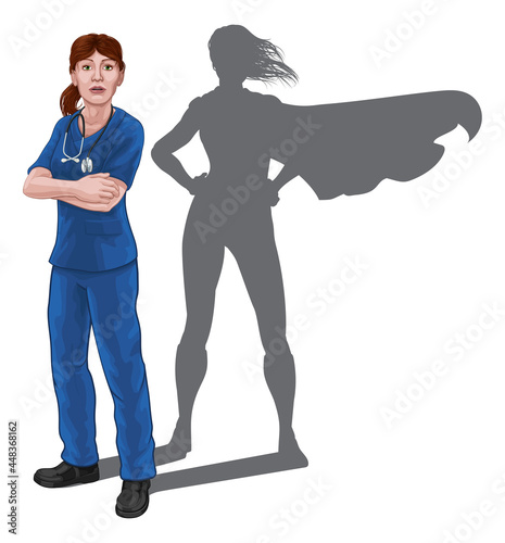 Superhero Nurse Doctor Woman Super Hero Shadow