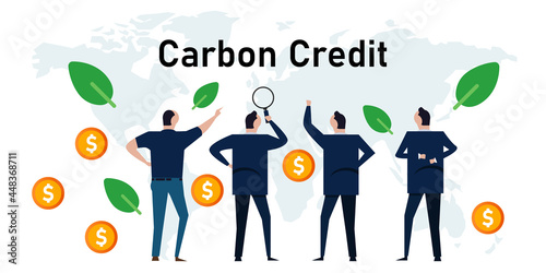 carbon credit concept responsibility of co2 emission taken into financial credit for ecology reforestation neutral carbon offset