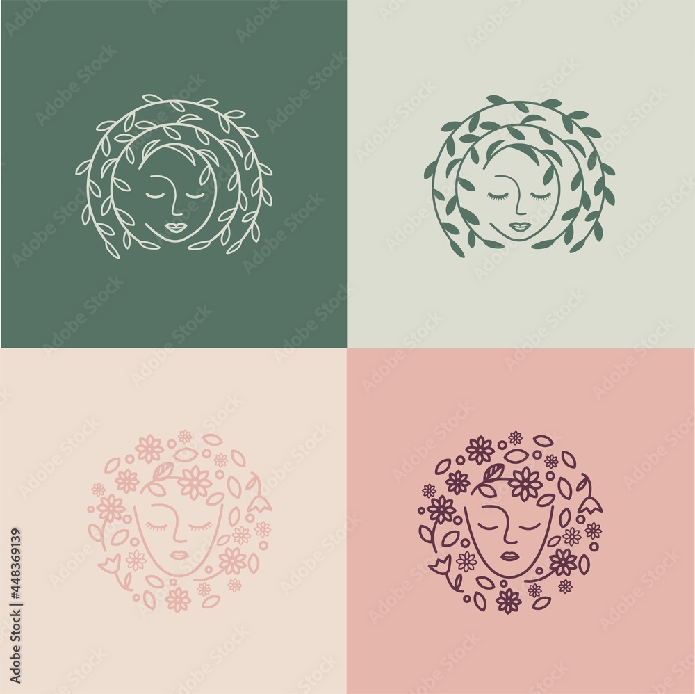 Beauty women round flowers logo Beauty women round flowers logo