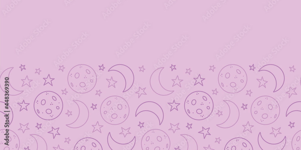 Light purple cute moon stars repeat border print