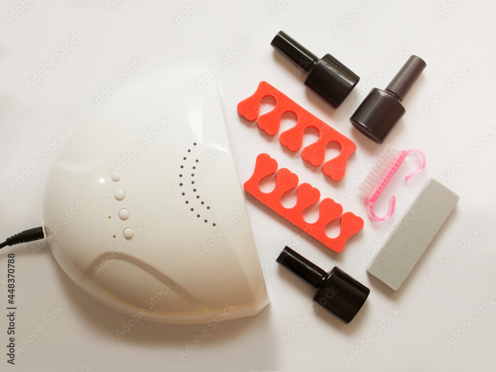 Gel nail polish, lamp and manicure set Gel nail polish, lamp and manicure set