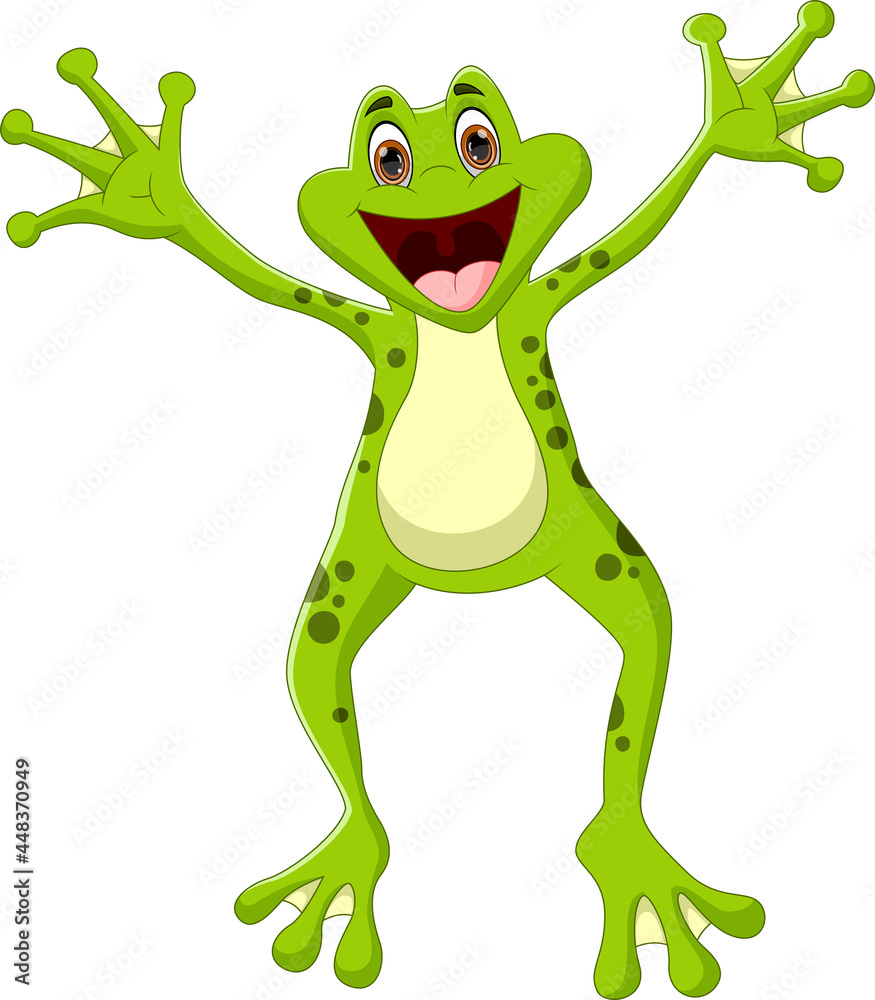 Obraz premium cute frog cartoon isolated on white background