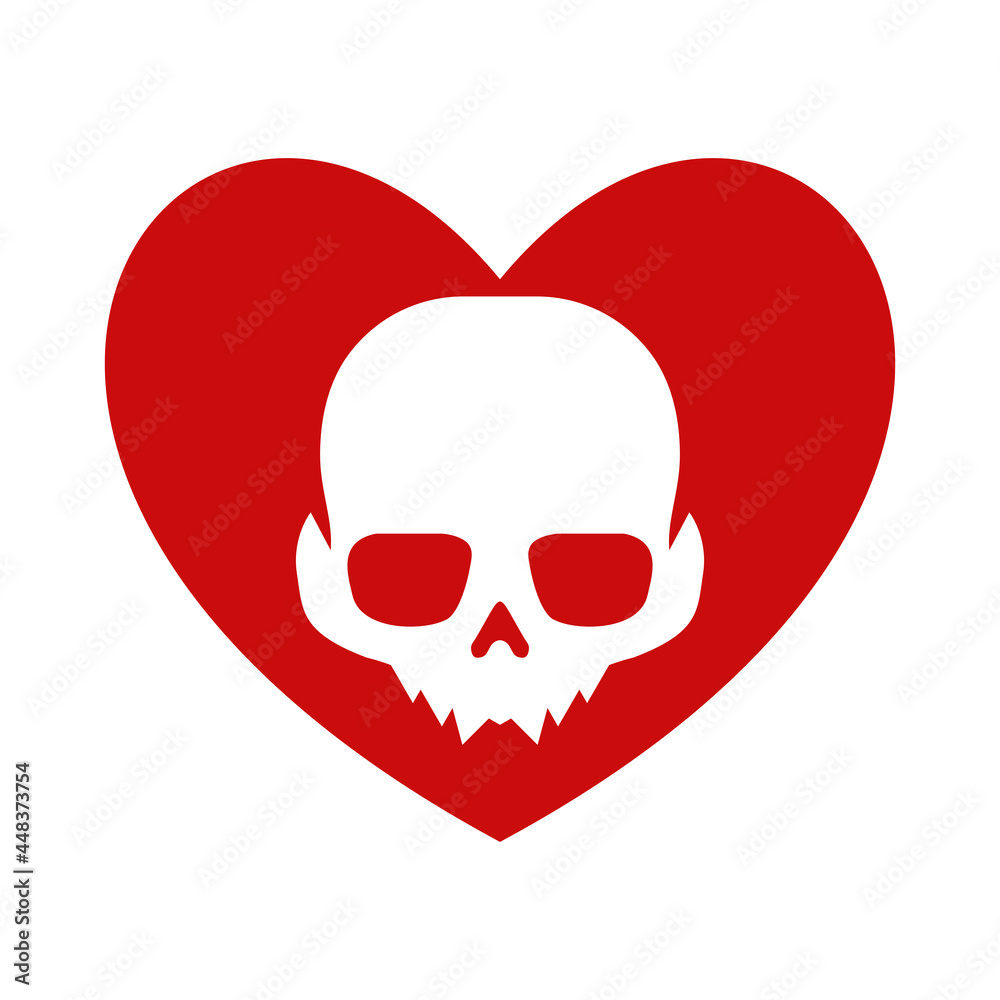 Illustration Vector Graphic of Skull Love Logo. Perfect to use for Technology Company Illustration Vector Graphic of Skull Love Logo. Perfect to use for Technology Company